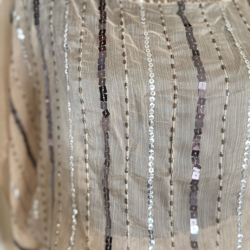 Y2K Beaded Sheer Batwing Blouse Champagne Gold | New Without Tags | Size S - Picture 5 of 14